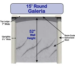 Wilbar Galeria 15′ x 52″ Round Above-Ground Pool Kit Blue/Taupe
