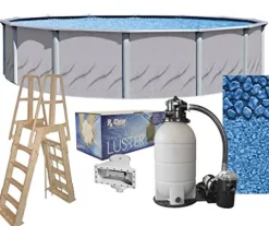 Wilbar Galeria 21’x52″ Round Above-Ground Pool Kit Blue/Taupe