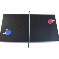 Yoptote 6ft Mid-Size Pool Table with Table Tennis Top and Accessories Black+Red