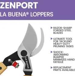 Zenport Professional Bypass Loppers Box of 12 with 30-Inch Handles Gold